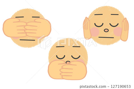 See no evil, hear no evil, speak no evil illustration icon See no evil, hear no evil, speak no evil illustration icon 127190653