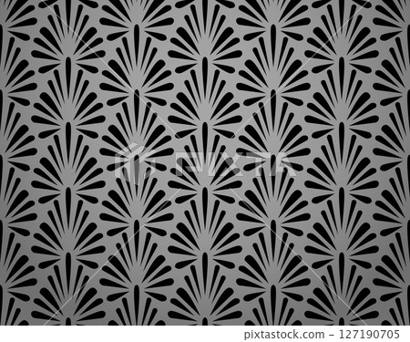 Flower geometric pattern. Seamless vector background. Gray and black ornament. Ornament for fabric, wallpaper, packaging. Decorative print 127190705