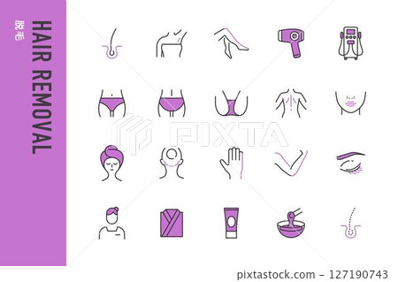 Hair removal simple line icon Hair removal simple line icon 127190743