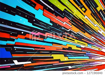 Colorful digital semi-radial circular lines extending to the sides 127190840