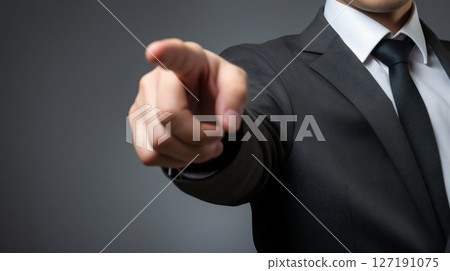 Businessman's Directive: Pointing Straight at You. Generative ai 127191075