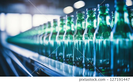 Precision in Production: Beverage Bottling on a Pristine Factory Line. Generative ai 127191447