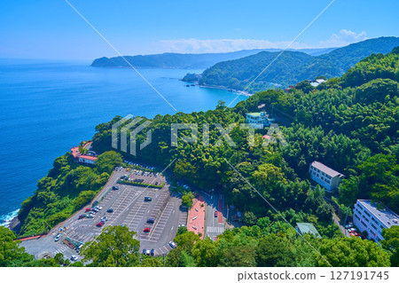 View of the south side from Atami Castle in Atami City, Shizuoka Prefecture (Nishikigaura, parking lot, Ajiro, Asahiyama, etc.) 127191745