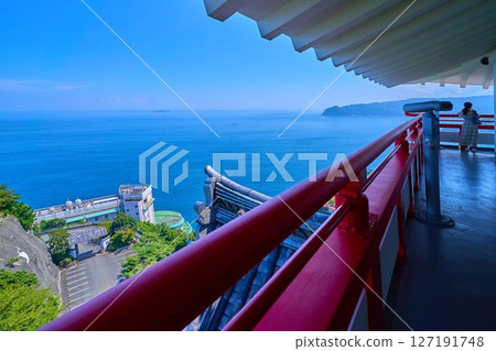 View of the southeast side from Atami Castle in Atami City, Shizuoka Prefecture (Hatsushima Island, the Pacific Ocean, Ajiro, etc.) View of the southeast side from Atami Castle in Atami City, Shizuoka Prefecture (Hatsushima Island, the Pacific Ocean, Ajiro, etc.) 127191748