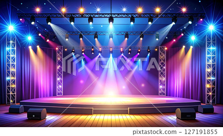 Stage, stage and spotlight background material Stage, stage and spotlight background material 127191855