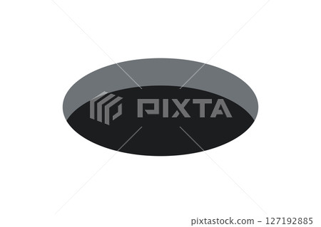 Golf field hole for ball. Rabbit or mouse round hole in ground. 3d perspective circle icon. Vector illustration isolated on white background 127192885