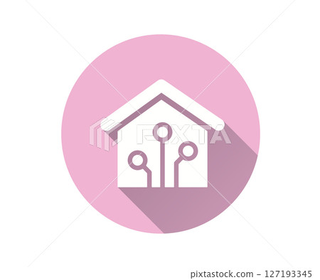 Smart home flat icon with long shadow for graphic and web design. 127193345