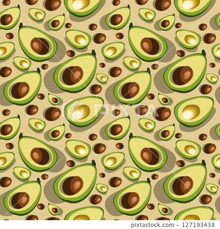 Seamless pattern with avocado. Healthy vegan food. abstract modern illustration. Seamless pattern with avocado. Healthy vegan food. abstract modern illustration. 127193438