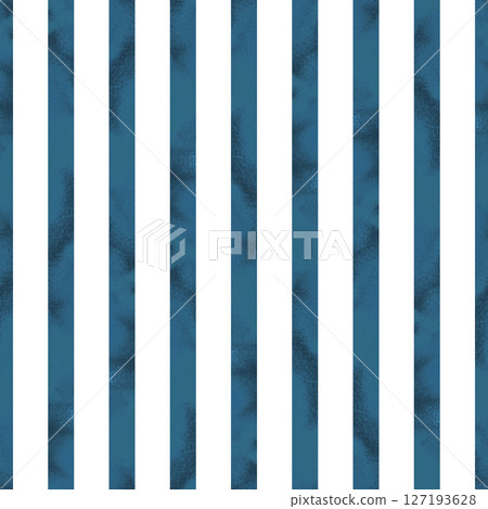 Seamless abstract pattern with blue colored textured lines isolated from background. Vertical strips ornament as companion to main pattern. For scrapbooking, packaging, stationary, textile 127193628