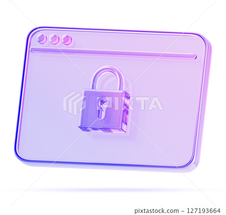 3d glass holographic browser window icon with padlock render. Secure protocol https, safe data transfer, ssl encryption, security certificate of website, safety internet technology. 3D illustration 3d glass holographic browser window icon with padlock render. Secure protocol https, safe data transfer, ssl encryption, security certificate of website, safety internet technology. 3D illustration 127193664