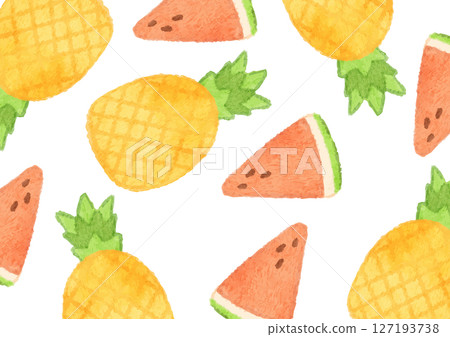 Hand drawn pineapple and watermelon background illustration Hand drawn pineapple and watermelon background illustration 127193738