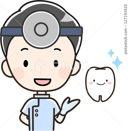 牙醫/牙科保健師男性_清潔牙齒圖像插圖 牙醫/牙科保健師男性_清潔牙齒圖像插圖 127193820