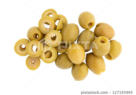 green olives isolated on white 127193995