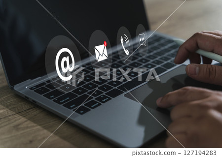 contact us Close up Man using computer 127194283