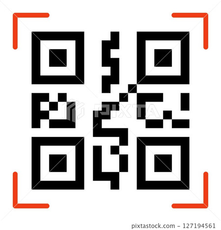 Dynamic QR Code Design. Minimalistic Black and Red Vector Style - Stock Illustration for Digital Applications and Marketing Dynamic QR Code Design. Minimalistic Black and Red Vector Style - Stock Illustration for Digital Applications and Marketing 127194561