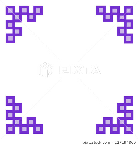 紫色圓點裝飾邊框/像素風格框架素材（四角設計/透明PNG） 127194869