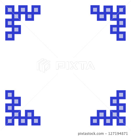 藍色圓點裝飾邊框/像素風格邊框素材（四角設計/透明PNG） 127194871