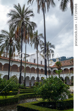 San Francisco convent and church courtyard in Quito, Ecuador 127194908