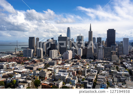 Panoramic view of San Francisco Bay and downtown skyline, USA 127194938