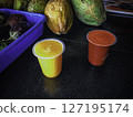 Refreshing Fruit Drink with Fresh Produce at a Juice Stall, Morhabadi, Ranchi, Jharkhand. 127195174