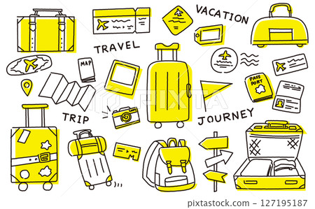Simple travel goods illustration material set 127195187