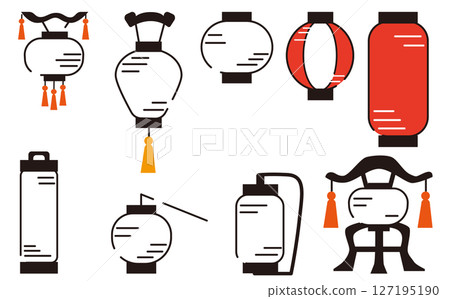 燈籠簡單插畫素材集 127195190