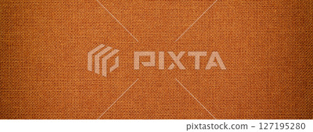 Orange textile fabric background with rust woven texture and soft vignette in macro view for decorative design 127195280