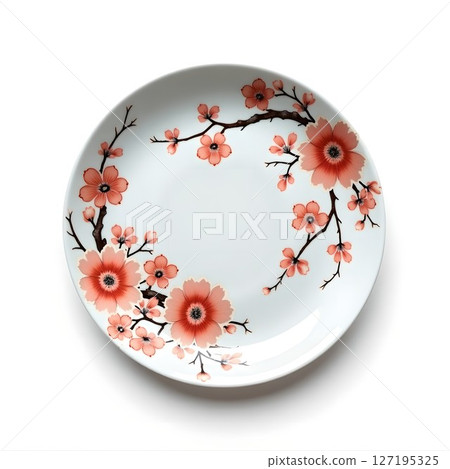 伊万裡燒櫻花紋日式盤子。伊凡裡燒據說是日本最古老的瓷器，是佐賀縣產的傳統而美麗的日式盤子。 127195325