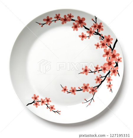 Imari ware Japanese plate with cherry blossom pattern. Imari ware is said to be the oldest porcelain in Japan, and is a traditional and beautiful Japanese plate produced in Saga Prefecture. Imari ware Japanese plate with cherry blossom pattern. Imari ware is said to be the oldest porcelain in Japan, and is a traditional and beautiful Japanese plate produced in Saga Prefecture. 127195331