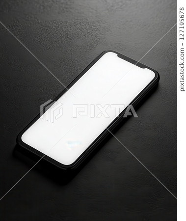 white smartphone mockups with glowing screens on dark backgrounds, ideal for tech and design projects. 127195678