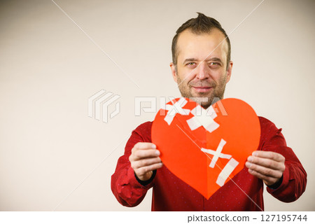 Smiling man with healed heart. Smiling man with healed heart. 127195744