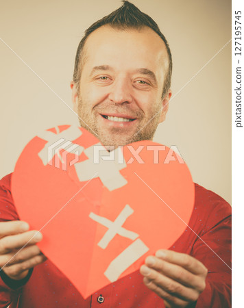Smiling man with healed heart. Smiling man with healed heart. 127195745