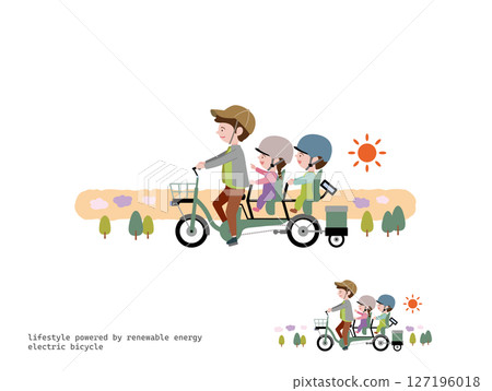 三人座電動自行車出遊：晚上 127196018