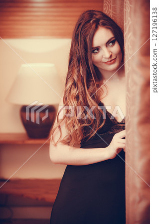 Portrait of sexy sensual young woman in lingerie. 127196138