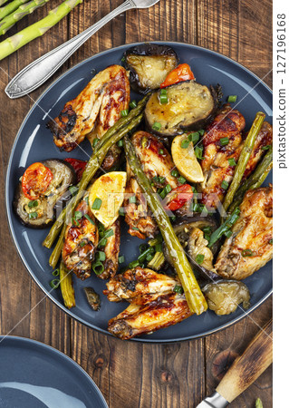 Baked Whole Chicken Wings. 127196168