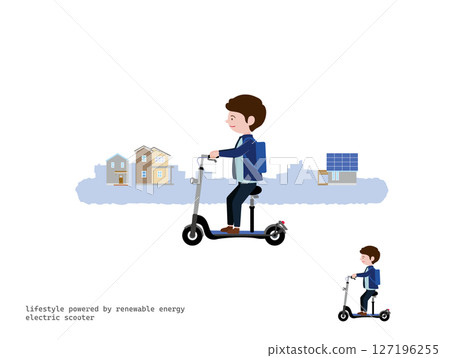Going out on an electric scooter: Town 127196255