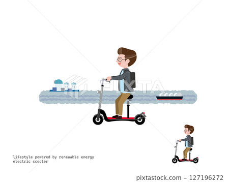 騎電動滑板車出遊:海灘 騎電動滑板車出遊:海灘 127196272