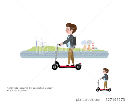 Going out on an electric scooter: The beach 127196273