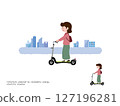 Going out on an electric scooter: City 127196281