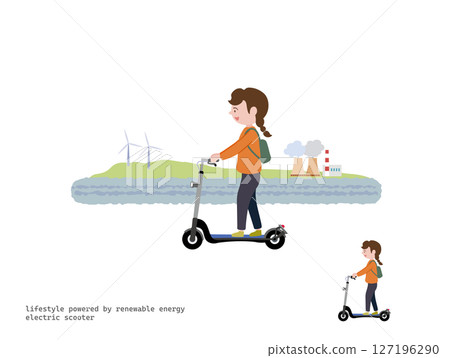 Going out on an electric scooter: The beach 127196290