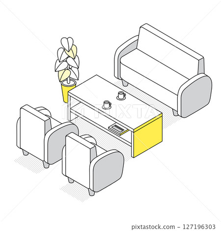 辦公室接待處插圖（流行等距） 127196303