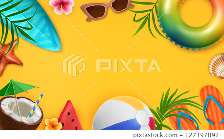 Realistic Summer Background with Beach Elements Realistic Summer Background with Beach Elements 127197092