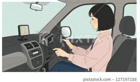 Head off on a sunny holiday! An exhilarating drive behind the wheel 127197188
