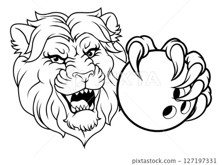 Lion Bowling Ball Animal Sports Team Mascot 127197331