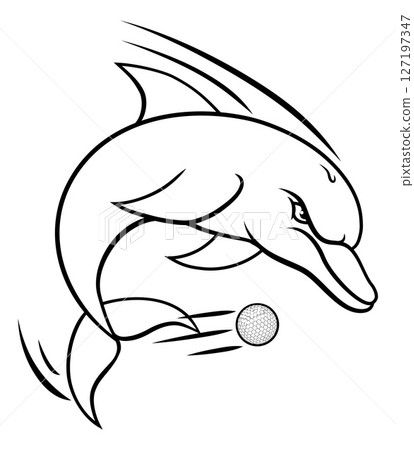 Dolphin Animal Golf Ball Sports Team Mascot Dolphin Animal Golf Ball Sports Team Mascot 127197347