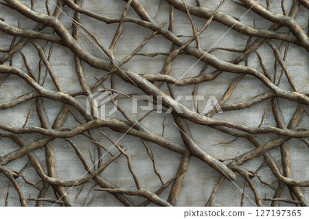 Intricate Twigs Create a Captivating Repeat Pattern on Textured Surface. Generative AI 127197365
