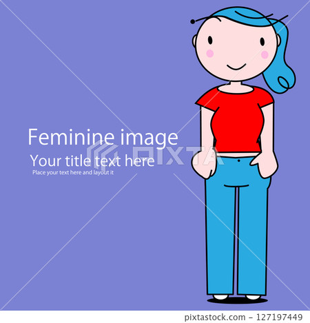 Cute chibi female character, simple illustration Cute chibi female character, simple illustration 127197449