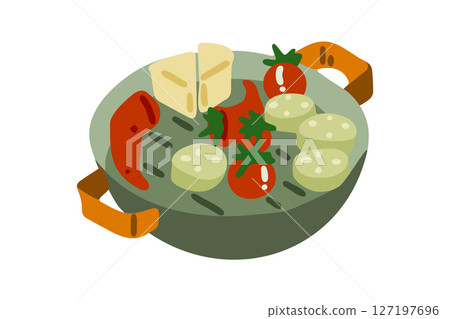 Grilled Summer Vegetables Flat Illustration Grilled Summer Vegetables Flat Illustration 127197696