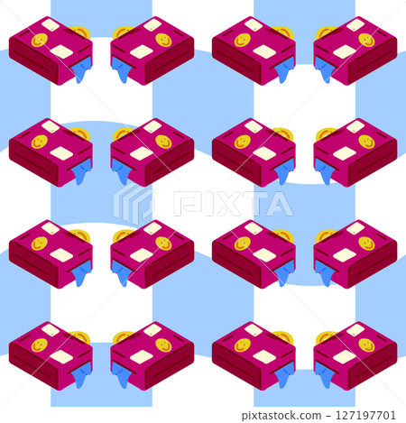 Seamless Cartoon Backpack School Pattern 127197701