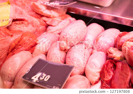 Shop sells raw chilled bull testicles 127197808